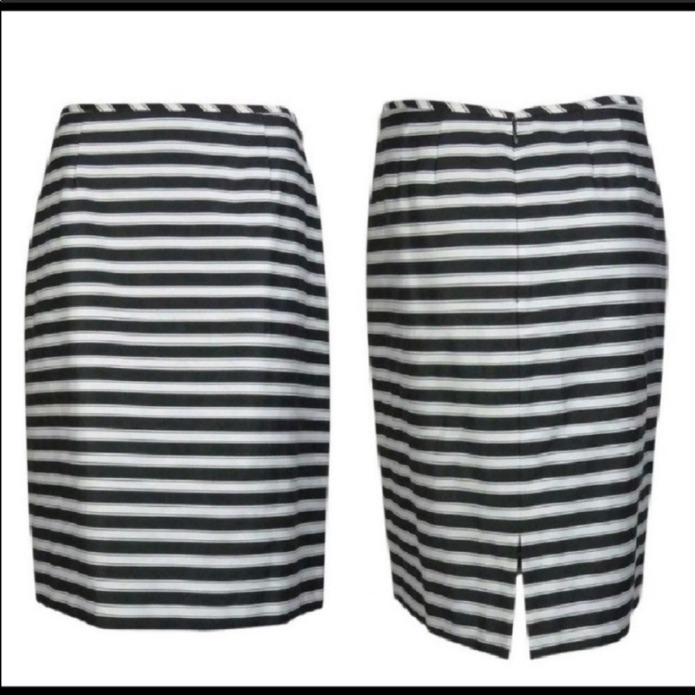 Tahari black & white striped pencil skirt